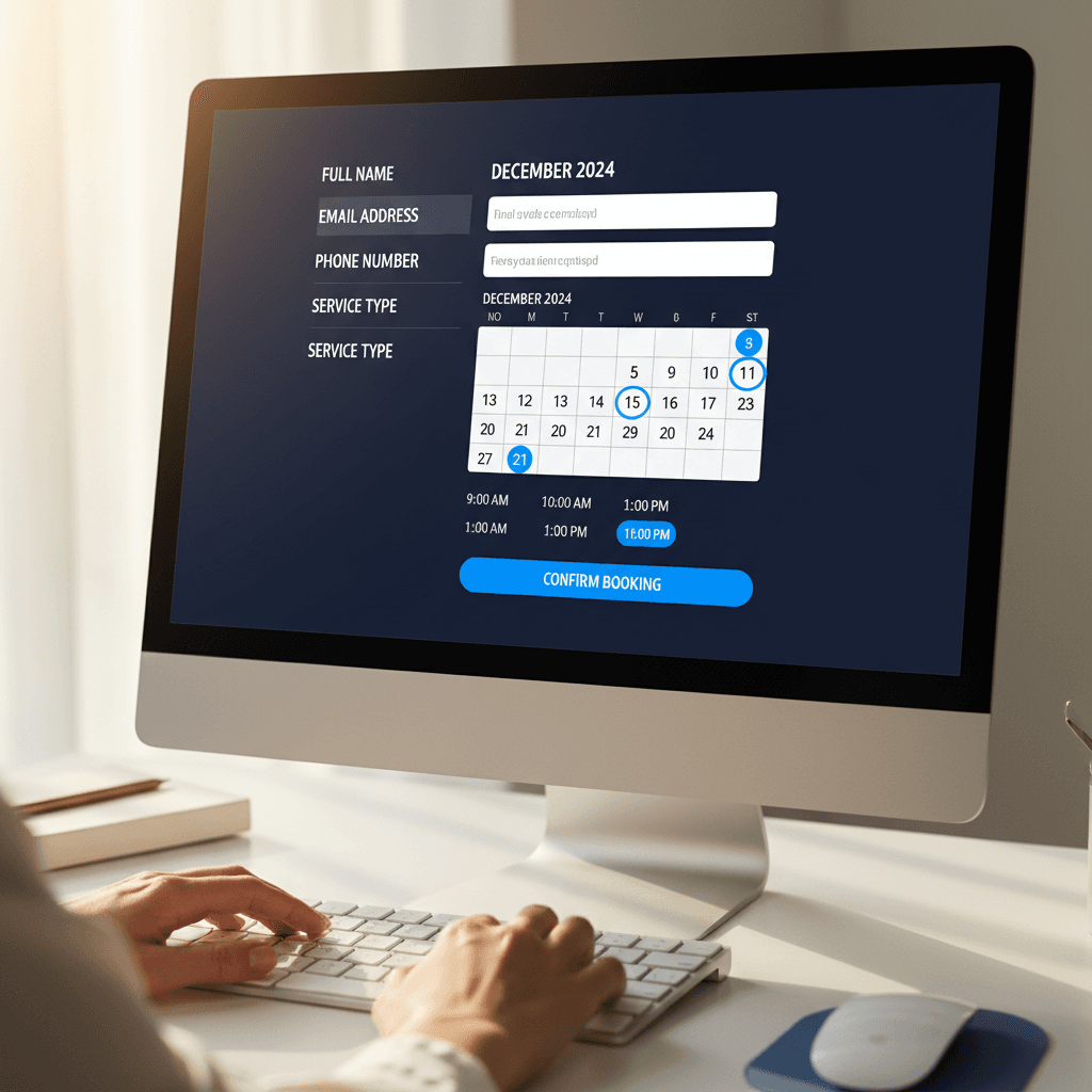 Contact form and booking integration on website