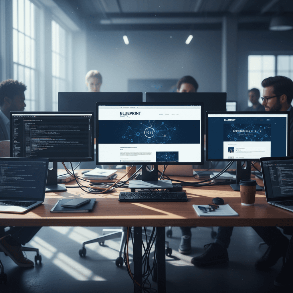 Website setup and launch process in modern office